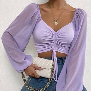 Lilac crop top long ballon sleeves